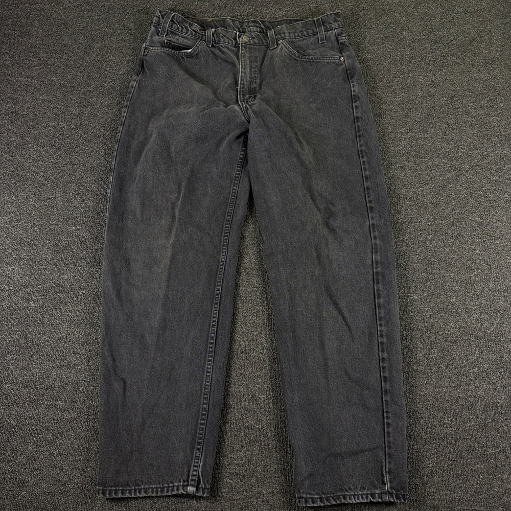 Vintage 90s Levi's Jeans Mens 38 555 Relaxed Fit Straight Leg Black Orange Tab